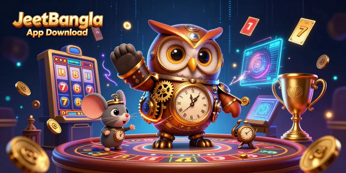 Experience the thrill with JeetBangla App Download, featuring engaging steampunk casino characters and dynamic gaming elements.