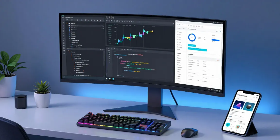 GO8 software development platform in a modern tech workspace showcasing advanced coding tools and analytics.