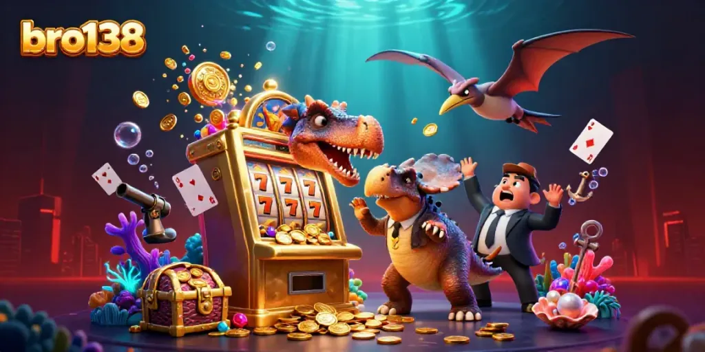 Engage with bro138 as the pachycephalosaurus wins a jackpot, surrounded by casino delights!