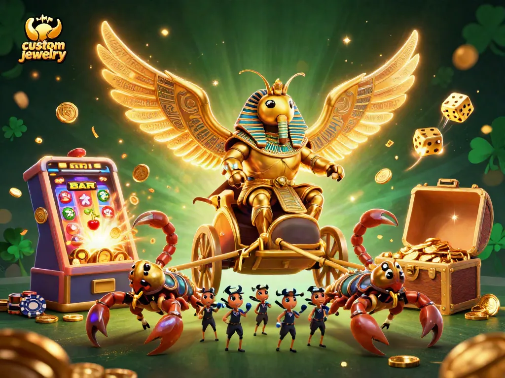Experience the excitement of custom jewelry in this vibrant casino-themed illustration.