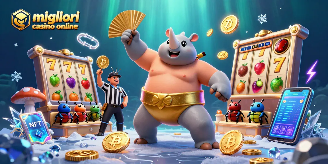 Gioca ai migliori casino online con il campione rinoceronte che lancia monete d'oro in un'atmosfera vibrante.