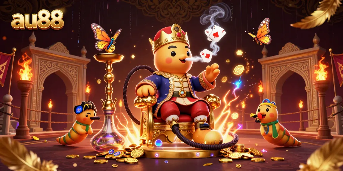Spin and win at au88 in this vibrant casino-themed illustration featuring animated characters and gambling elements.