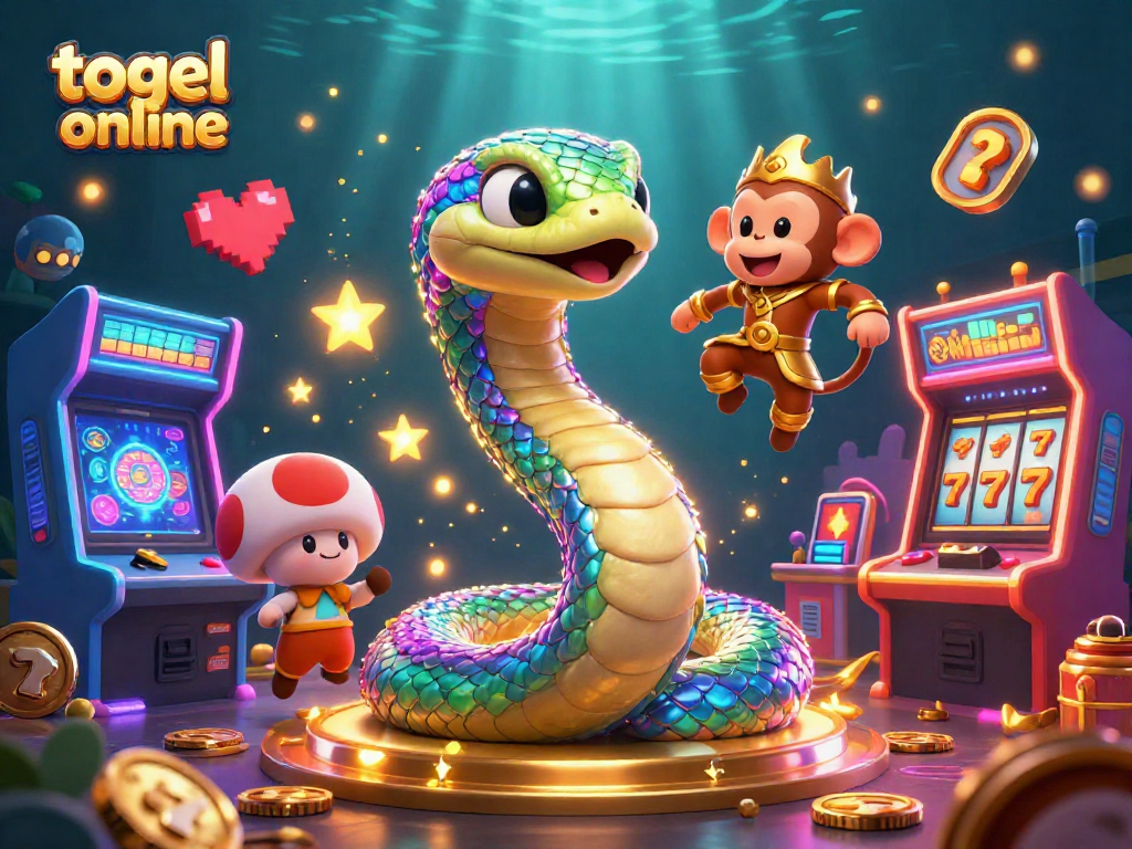 Experience exciting gameplay with togel online in a dynamic casino setting featuring a vibrant rainbow serpent and more.