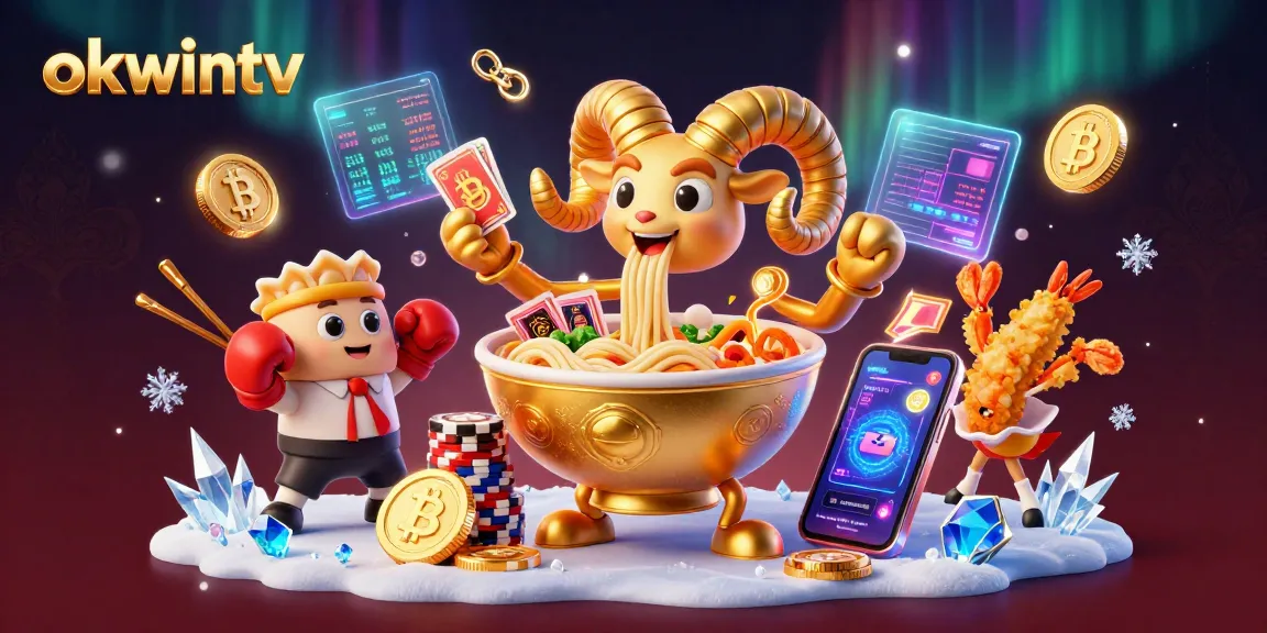 Experience live sports betting action with OKWINTV featuring dynamic characters and cryptocurrency elements.