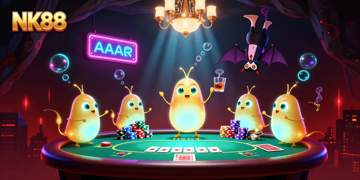 Experience winning strategies at NK88 casino with glimmering glowworms lighting up an exciting poker scene.