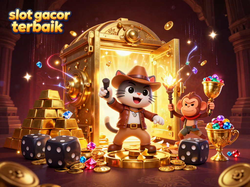 Temukan slot gacor terbaik dengan ilustrasi 3D kucing arkeolog dalam misi mencari artefak kasino emas.
