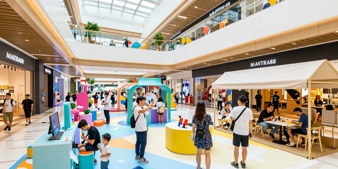 Visitors enjoying the vibrant atmosphere of MANTRA88, showcasing shopping and entertainment experiences in a modern commercial property.