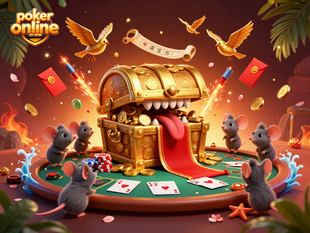 Experience the thrill of poker-online-now with a vibrant 3D casino illustration showcasing dynamic gameplay elements.