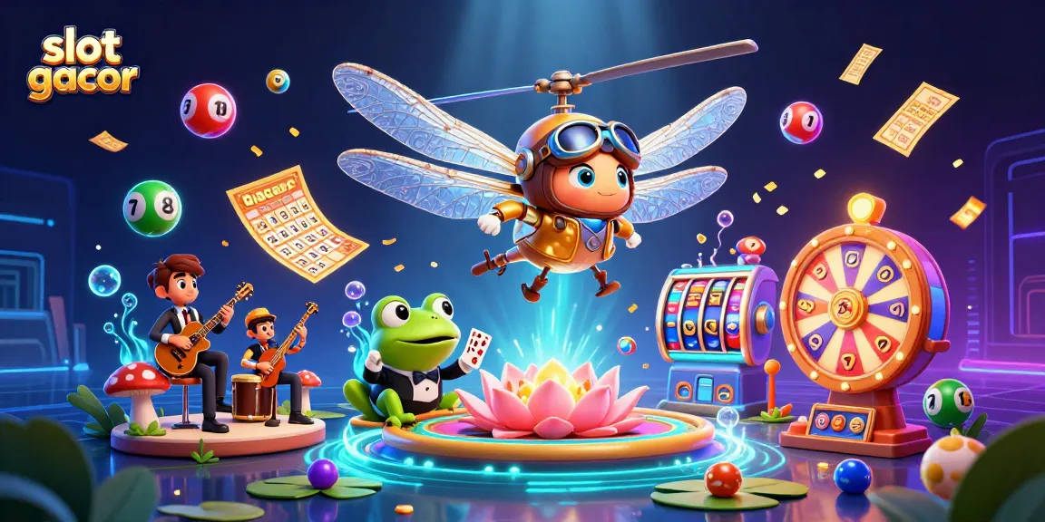 Experience the thrill of slot gacor with unique characters and vibrant casino elements in an engaging 3D illustration.