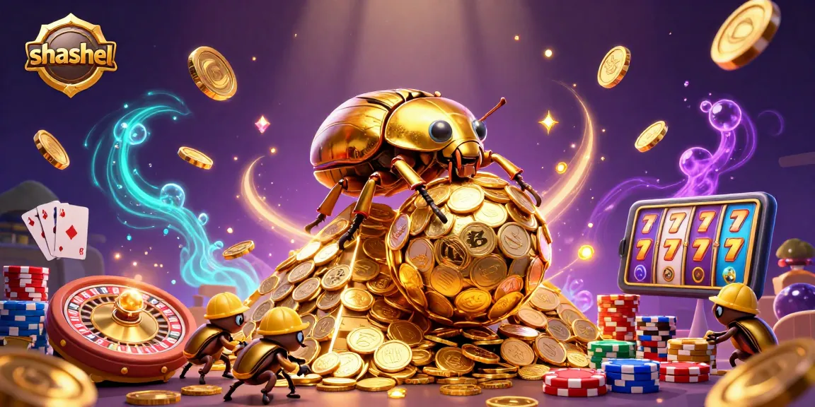 Spin to win with shashel's golden beetle theme, showcasing vibrant casino elements.