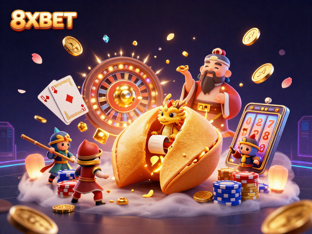 Engage in thrilling gameplay with 8XBET as golden coins and gems enhance the casino experience.