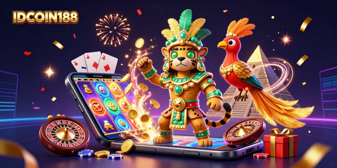 Engage in thrilling gameplay at IDCOIN188 with vibrant casino elements and captivating characters.