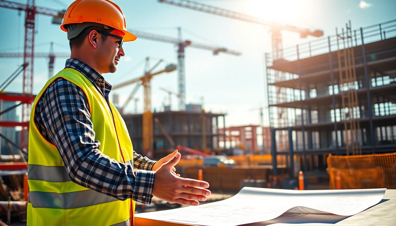 New Jersey Construction Manager leading a team at a busy construction site