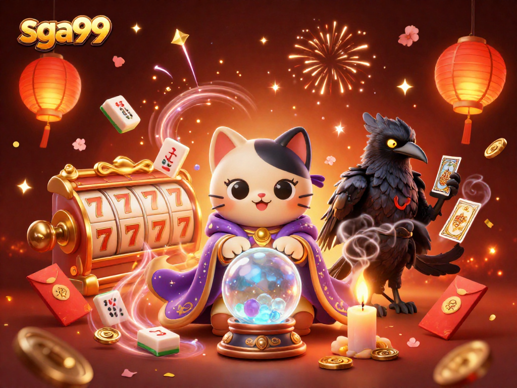 Spin the slots with sga99 in this vibrant, magical gaming scene full of fortune!