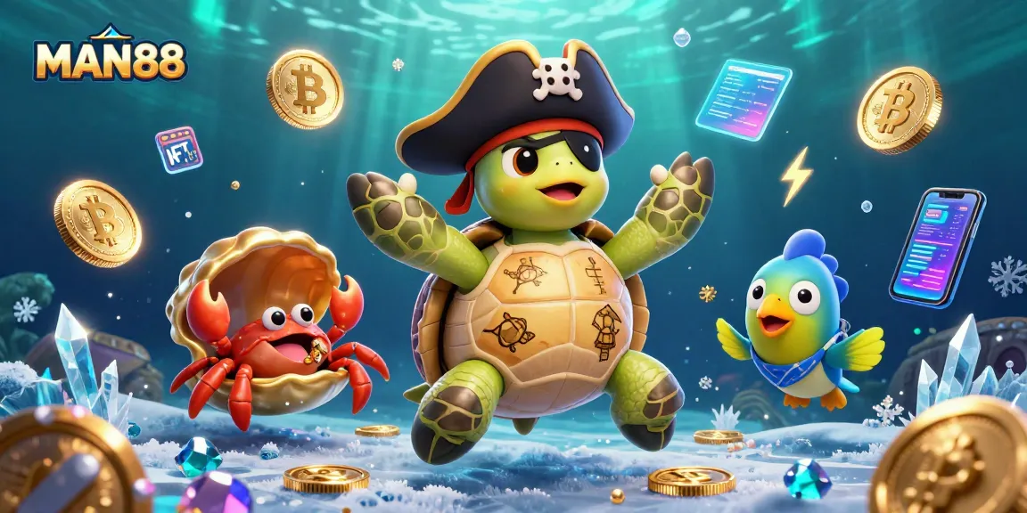 Join the action at MAN88 with our vibrant 3D underwater gambling scene featuring crypto treasures!