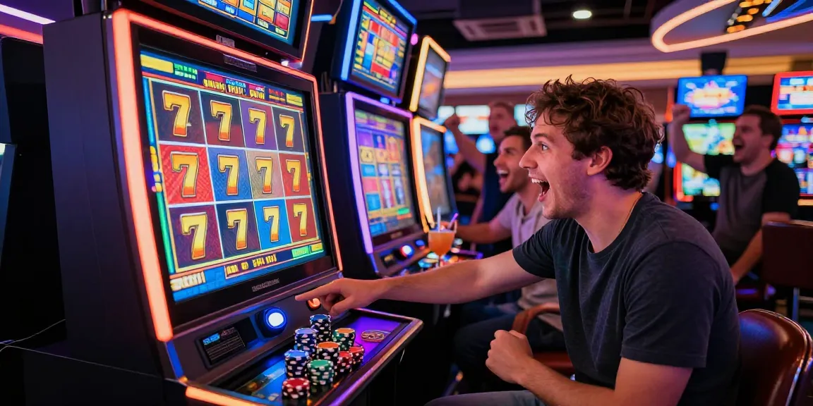 Exciting 777 slot machine scene in a vibrant casino environment