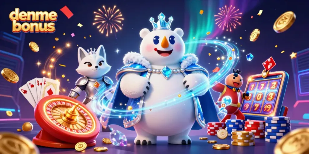 Experience the excitement of deneme bonus with our vibrant 3D casino scene.