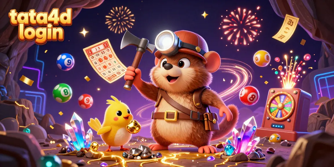 Experience the thrill of tata4d login with a treasure hunter mole amidst vibrant lottery elements.