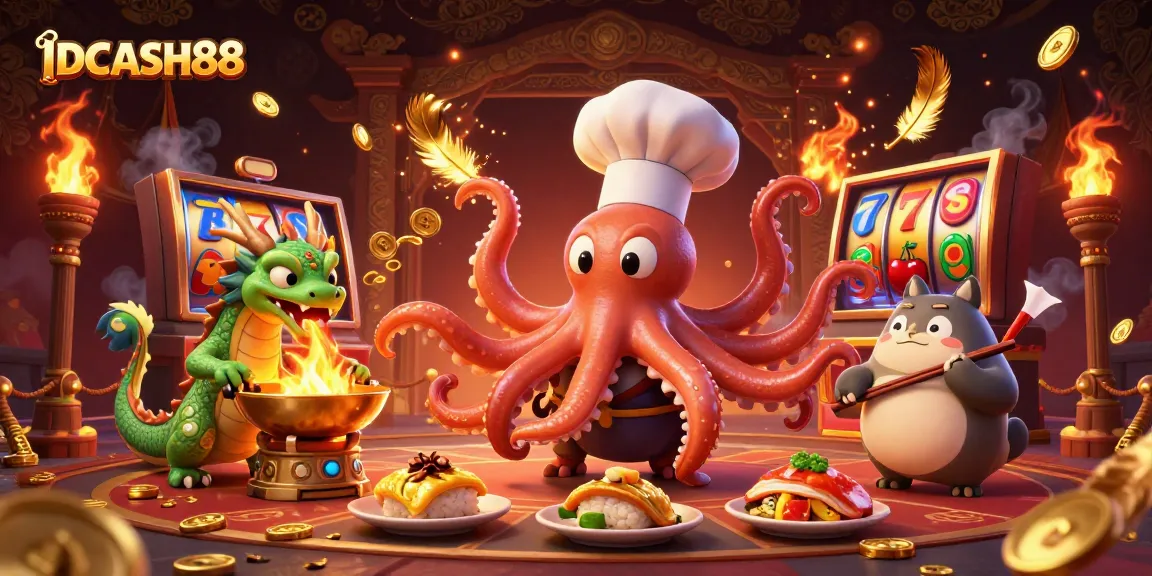 Experience thrilling slots with IDCASH88 featuring vibrant characters in a stunning casino scene.