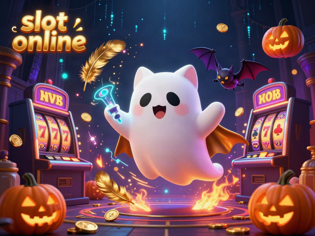 Experience thrilling slot online adventures with a friendly ghost cat and vampire bat in a haunted casino.