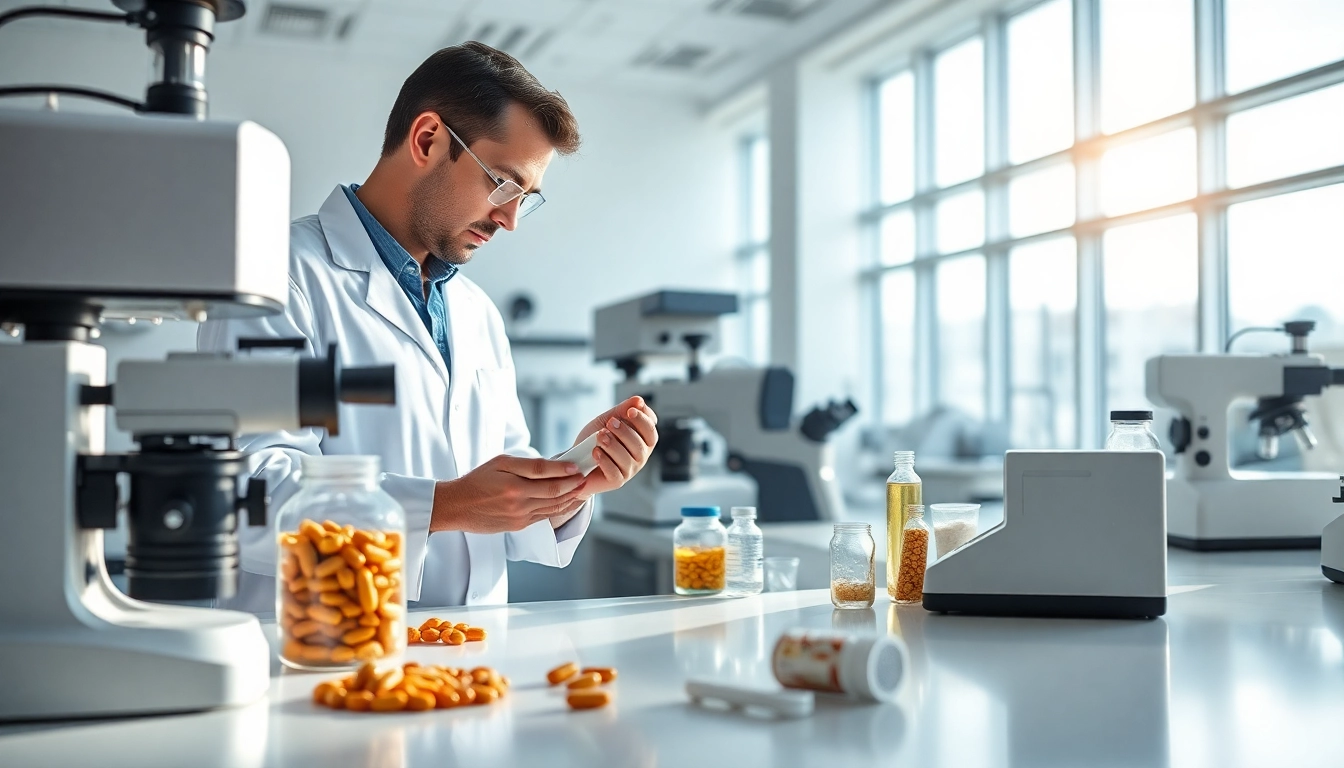 Total nutrition technology experts conducting vital research and analysis in a modern lab.