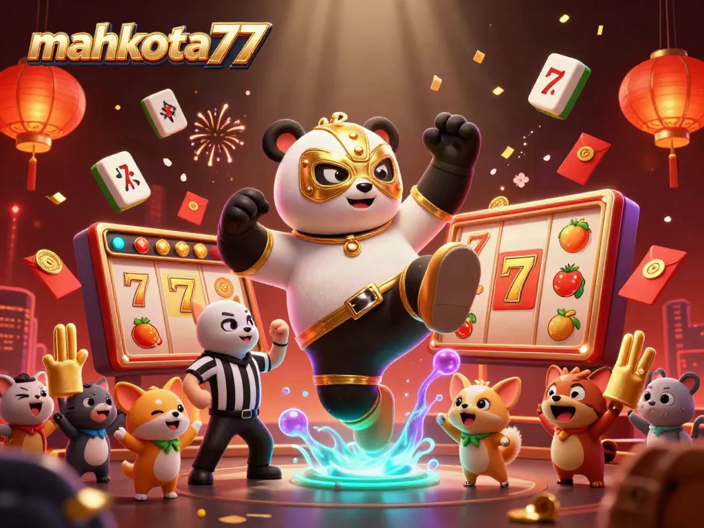 Raih kemenangan dengan mahkota77 dalam gambar 3D yang menarik, menampilkan kasino dan elemen slot.