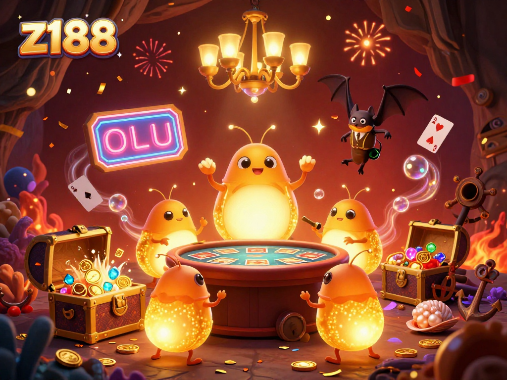 Experience the vibrant glow of z188's casino with glowworms lighting up the scene, perfect for gamers!