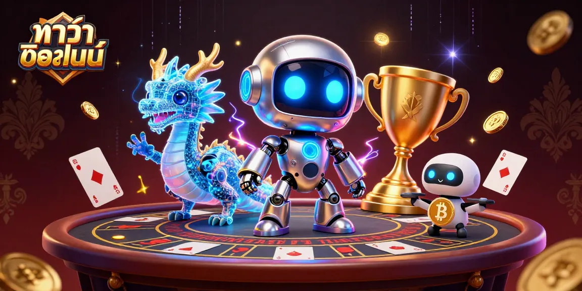 Experience the thrill of บาคาร่าออนไลน์ with our vibrant 3D cyberpunk casino illustration.