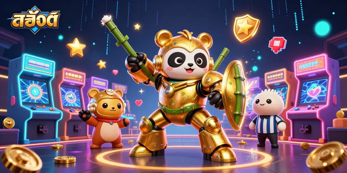 เล่นสล็อตออนไลน์ในรูปแบบ 3D ที่น่าตื่นเต้น พร้อมเป็ดทองที่ขี่หุ่นยนต์ต่อสู้