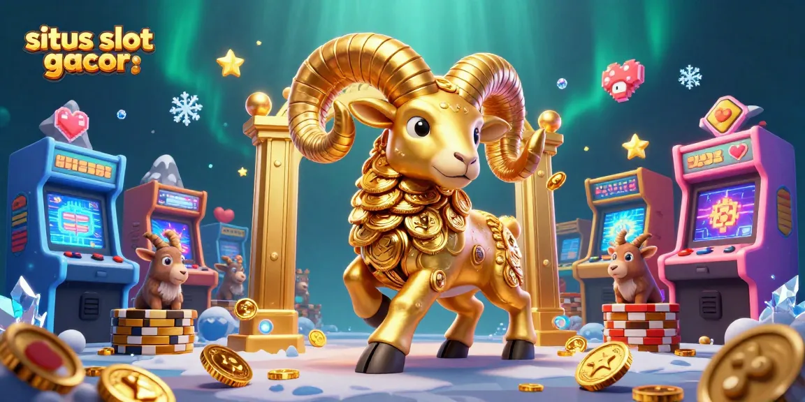 Situs slot gacor menghadirkan ram emas dan mesin arcade berwarna cerah, menyajikan suasana bermain yang menarik.
