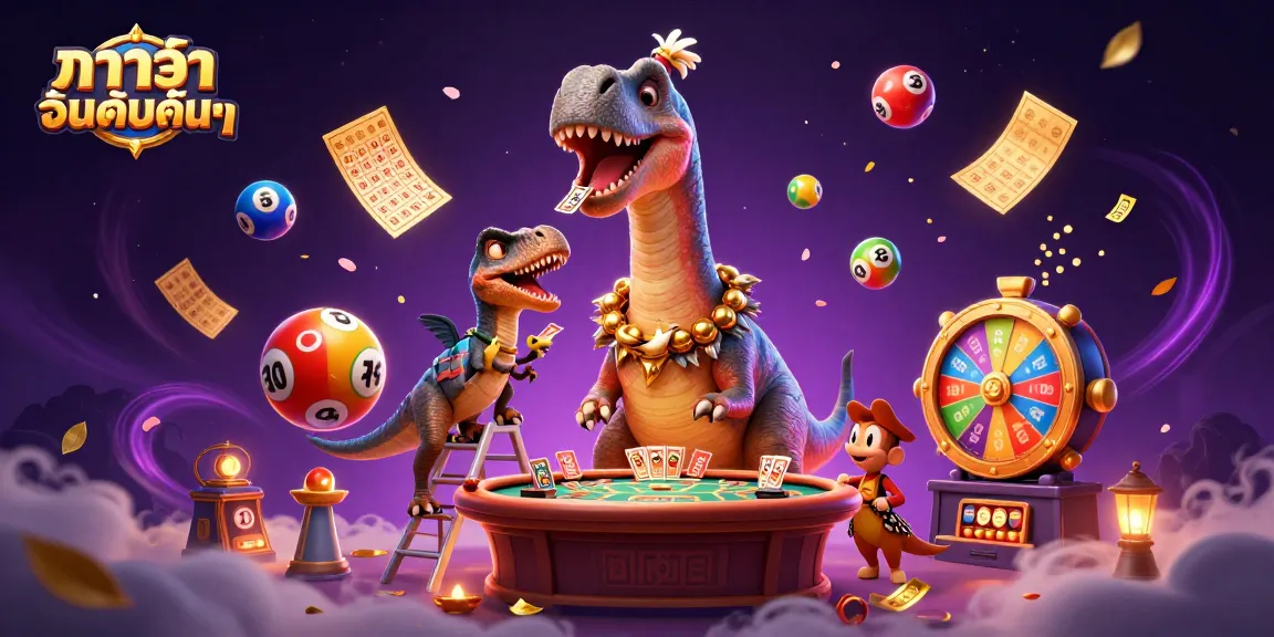 การ์ตูน 3D ของบาคาร่าอันดับต้นๆ กับไดโนเสาร์และหนูเล่นไพ่ในบรรยากาศคาสิโน
