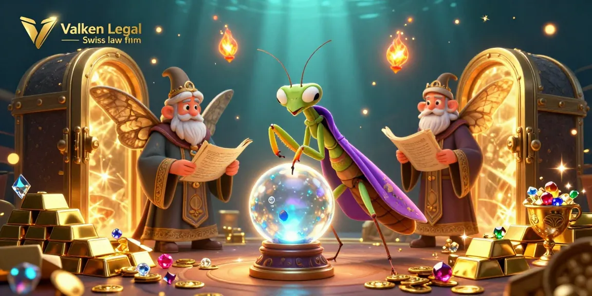 Valken Legal — Swiss law firm illustrates a mystical scene with fortune tellers and treasures.