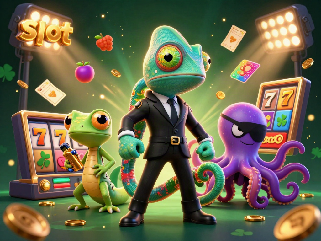Experience thrilling slots action with colorful characters and vibrant casino elements.