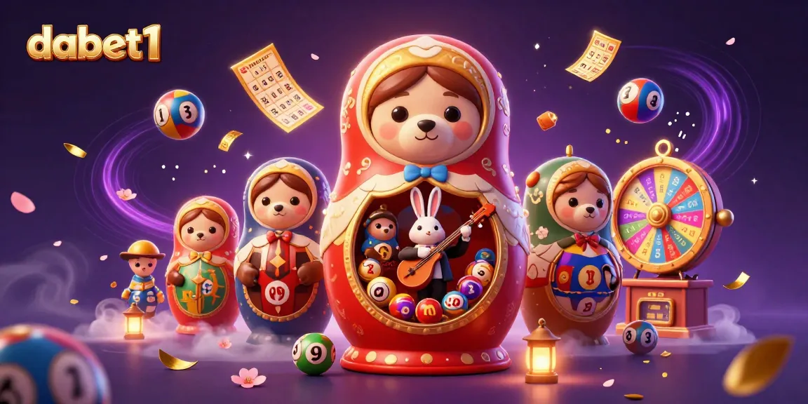 Engage with dabet1's vibrant casino-themed illustration showcasing fun lottery elements and unique character designs.