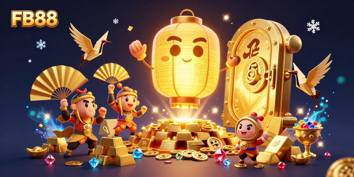 Engage in FB88’s exciting casino atmosphere illuminated by a glowing golden lantern spirit.